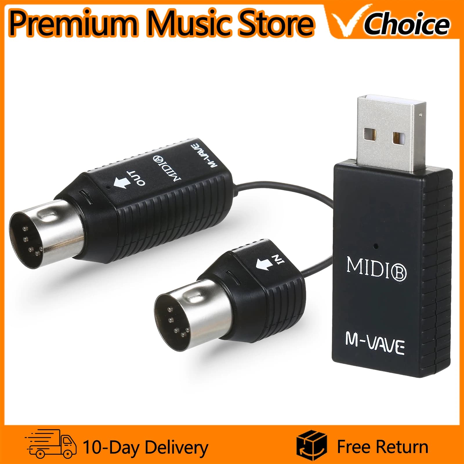 Sistema di Trasmissione Wireless M-VAVE, Sistema MIDI, Adattatore MIDI Wireless Plug and Play, Compatibile con Sistema Windows e Smartphone