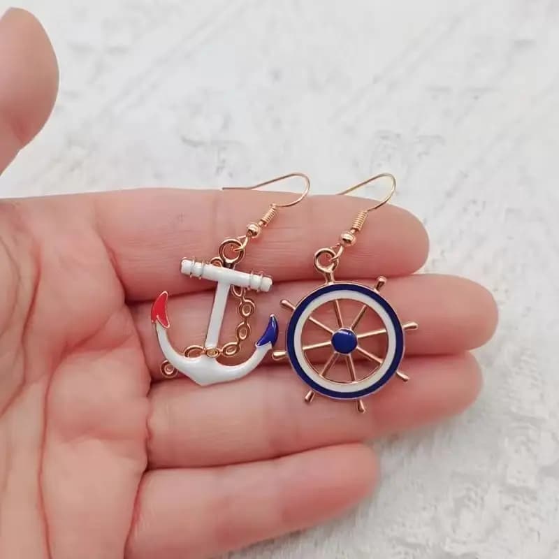 10PCS boat anchor rudder earrings, women's earrings, the best choice for gifts