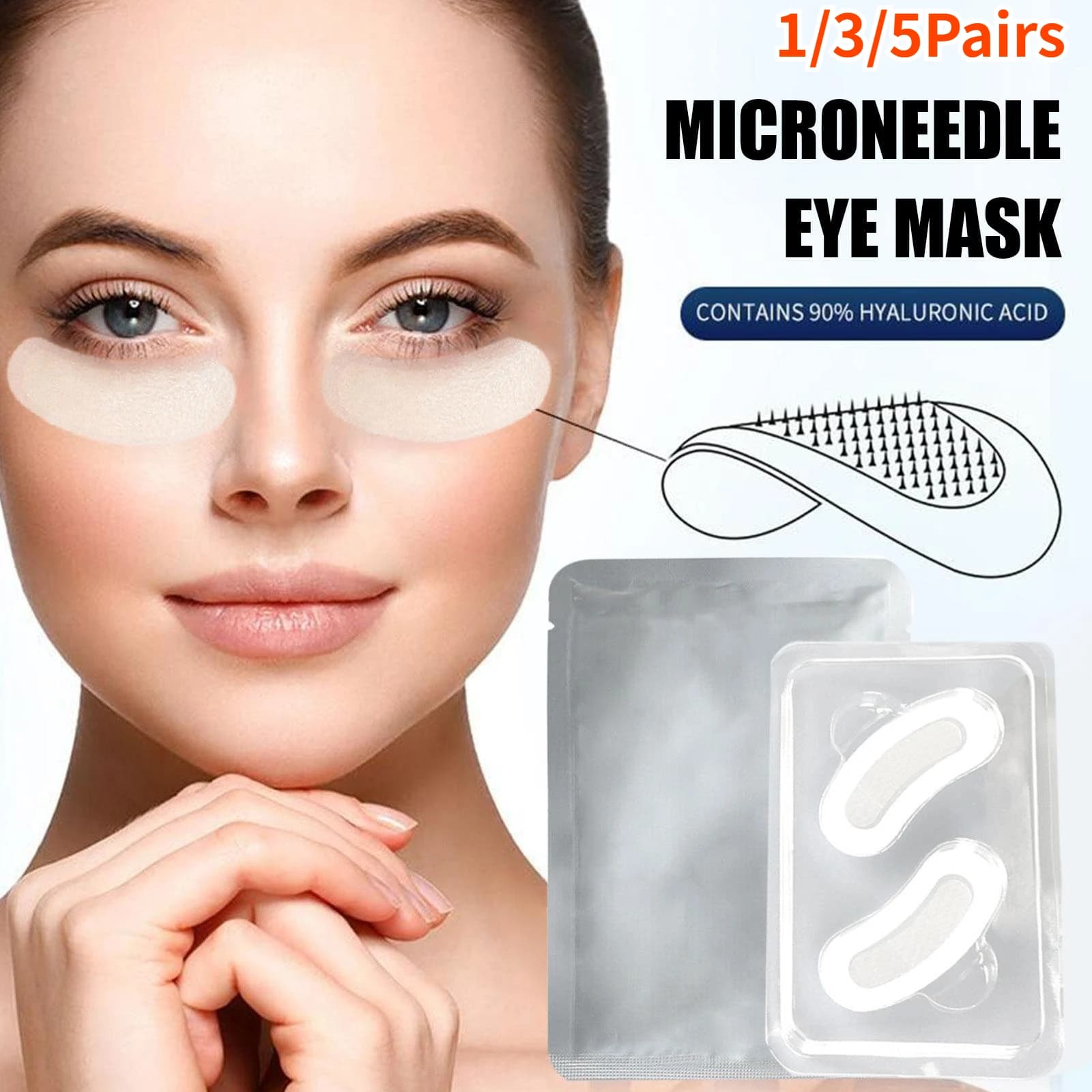 1/3/5 paia 2200 Nano solubile Microneedle Maschera per gli occhi Acido ialuronico applicato per migliorare le occhiaie Cura degli occhi Cura della pelle Bellezza