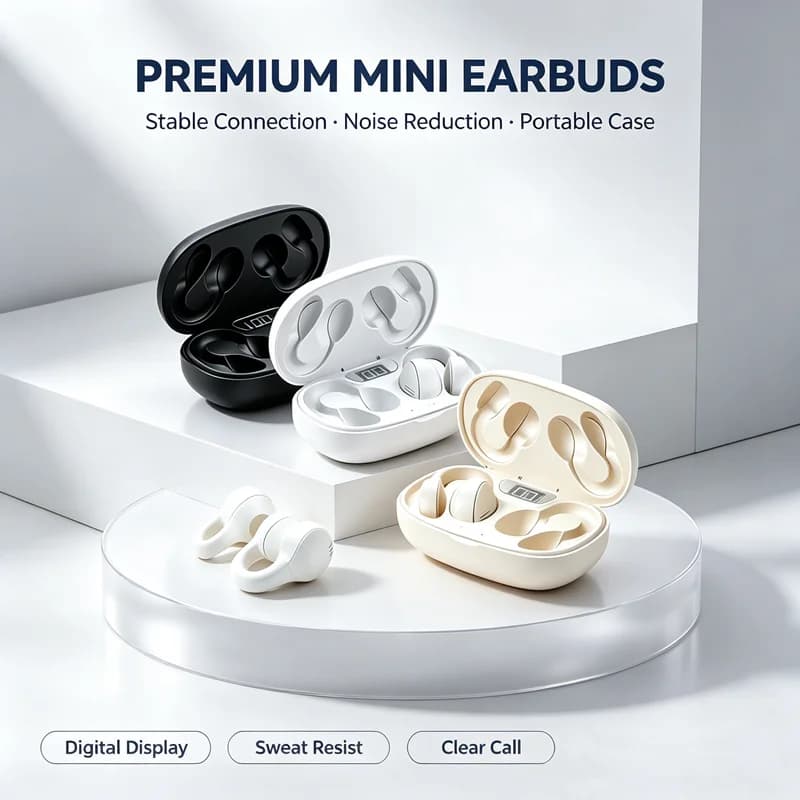 Wireless Earphone Noise Reduction Bluetooth LDE Power Display Earbuds in-Ear Headsets with Mic Touch Control for Phones
