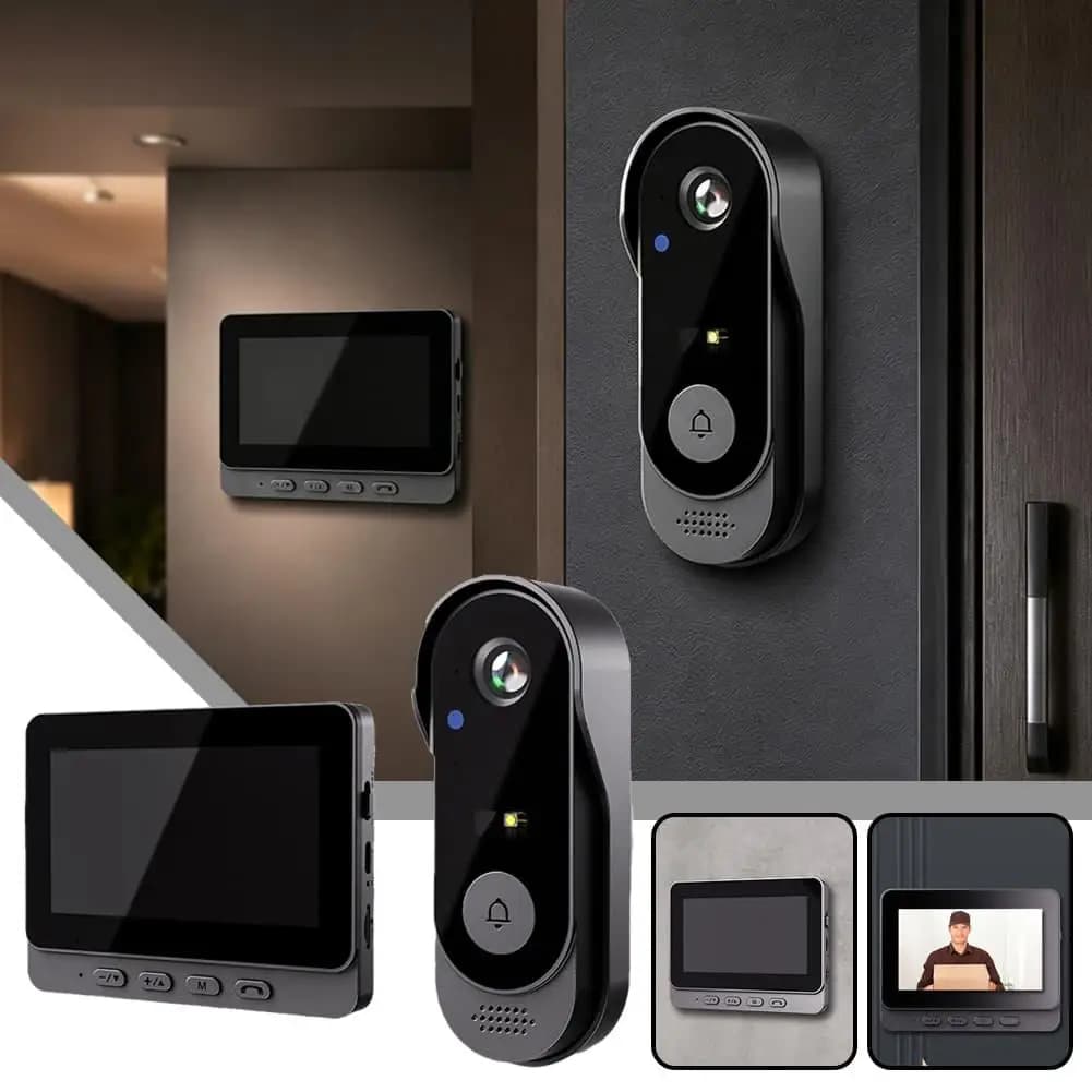 Waterproof Video Doorbell Password Lock Night Vision Capture High-definition Waterproof Home Screen Surveillance Video Intercom
