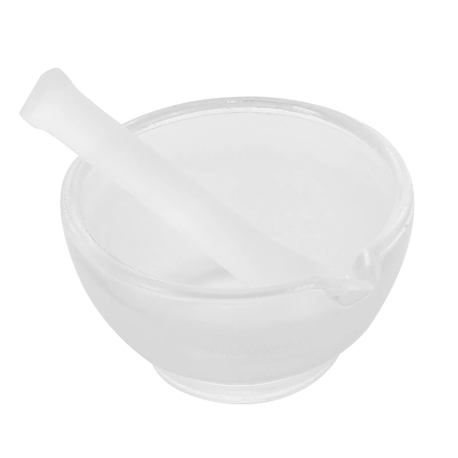 1Set Solid Glass Mortar and Pestle Set for Fast Efficient Grinding of Spices Herbs Garlic Medicine Pills Laboratory Kitchen