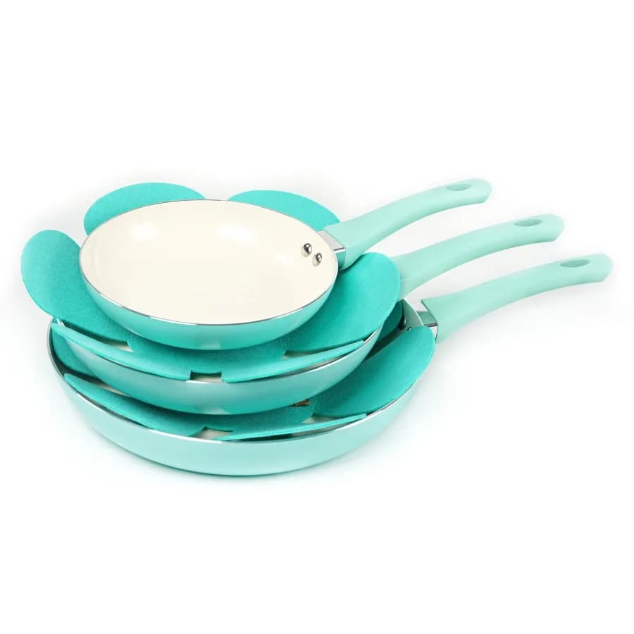 Set di Padelle HAWOK in Alluminio Pressofuso con Rivestimento Ceramico Antiaderente, Manici in BAKELITE, Senza PFAS, 8' 10' 12', 5 Pezzi