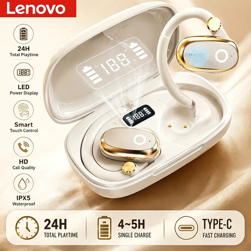 Original Lenovo EA366 Bone Conduction Wireless Bluetooth Headphones HD Stereo Music Game Noise Reduction Earphones Sport Earbuds