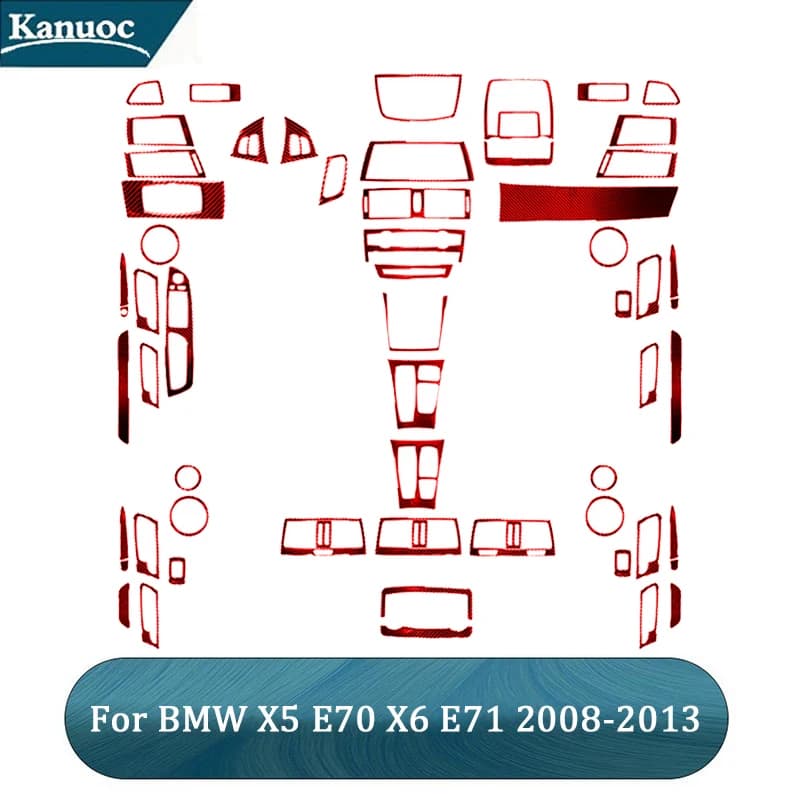 Per BMW X5 E70 X6 E71 2008-2013 Interni auto Accessori per lo styling In fibra di carbonio Rosso Varie parti Adesivi