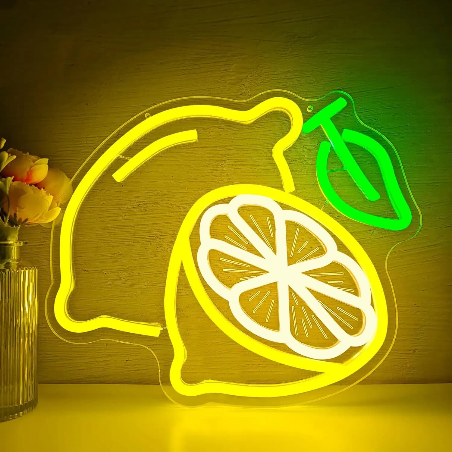 Insegna al Neon a Forma di Limone, Luce LED Dimmerabile per Casa, Cucina, Bagno, Bar, Decorazione Murale a Tema Limone per Feste Estive