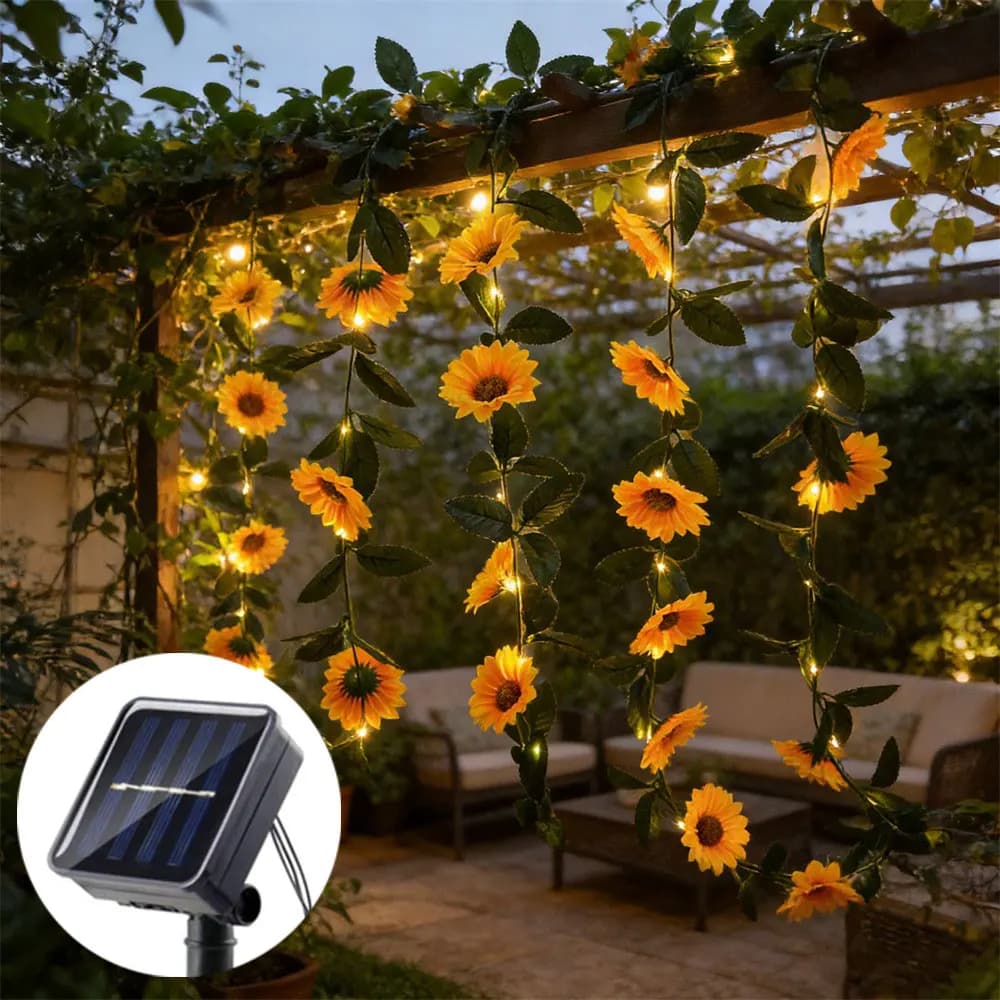 Luci Solari a LED per Esterni a Forma di Foglie Verdi Artificiali, Ghirlanda Luminosa per Matrimoni, Feste, Giardini, Muri, Recinzioni e Decorazioni Festive