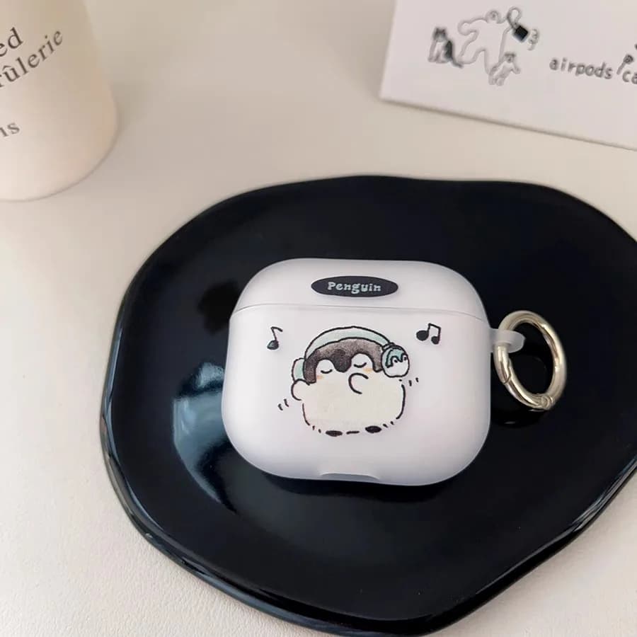 For AirPods 4 2024 Penguin Cute Music Lover Earphone Case for AirPods 3 2 1 Soft Transparent Silicone Cover for AirPods Pro 2 Cover
