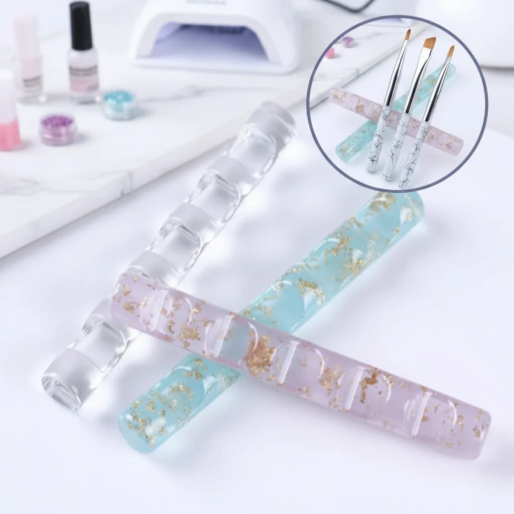 Acrylic Clear Nail Brush Rack Stand 5 Grids Colorful UV Gel Painting Pen Holder Display for Nail Art