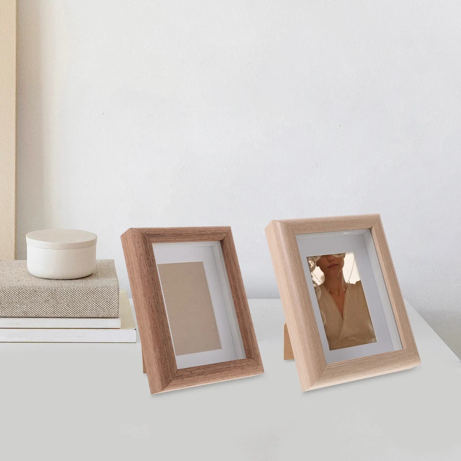 3 cornici piccole in legno per foto, da tavolo o da appendere, per decorazione camera da letto e soggiorno