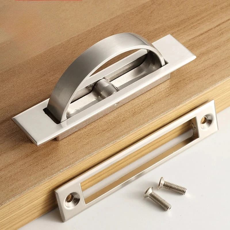 YM Tatami Maniglie per porte nascoste Incasso in lega di zinco Copertura per mobili da pavimento Maniglia per mobili Cromo brillante Ferramenta per mobili scuri