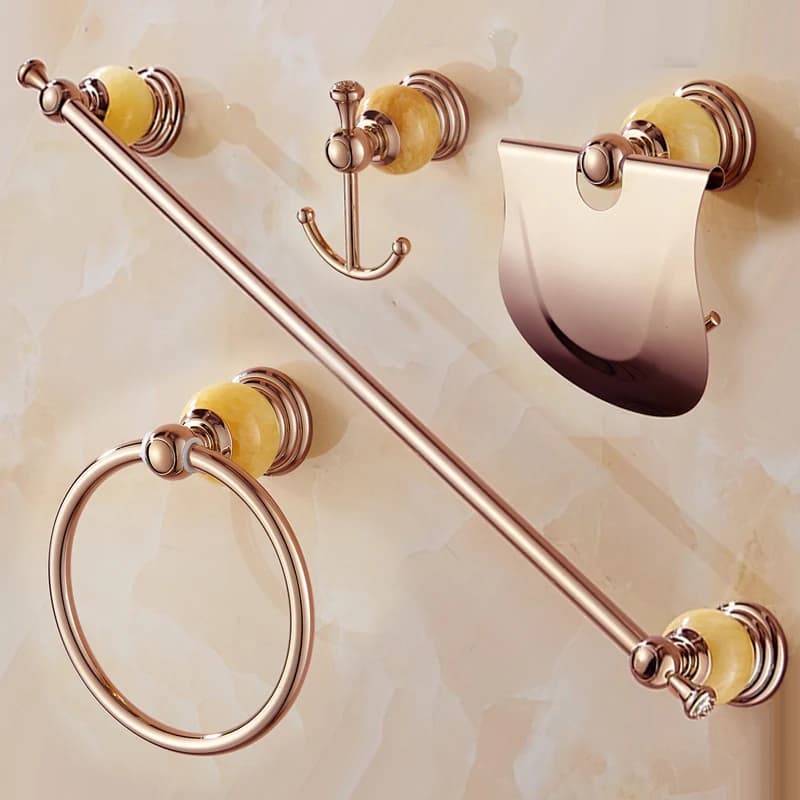 Set di accessori da bagno di lusso in oro rosa, portasciugamani moderno in acciaio inossidabile/anello/porta carta igienica/gancio per accappatoio, set da bagno