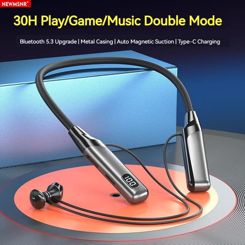 Tempo di riproduzione 30 ore Auricolari Bluetooth LED Auricolari audio HiFi Cuffie wireless con riduzione del rumore Cuffie sportive da gioco appese al collo