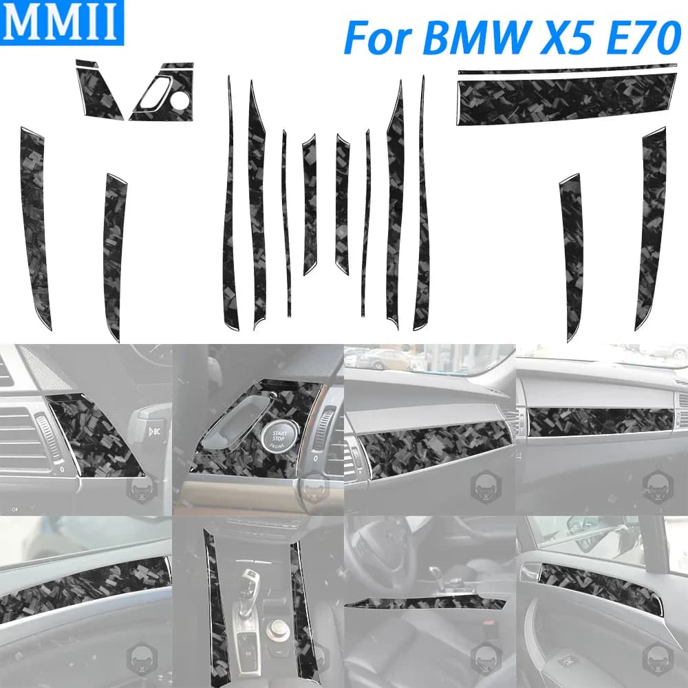Per BMW X5 E70 2007-2009 forgiato in fibra di carbonio porta Start Stop interruttore pannello decorazione striscia accessori interni auto adesivo