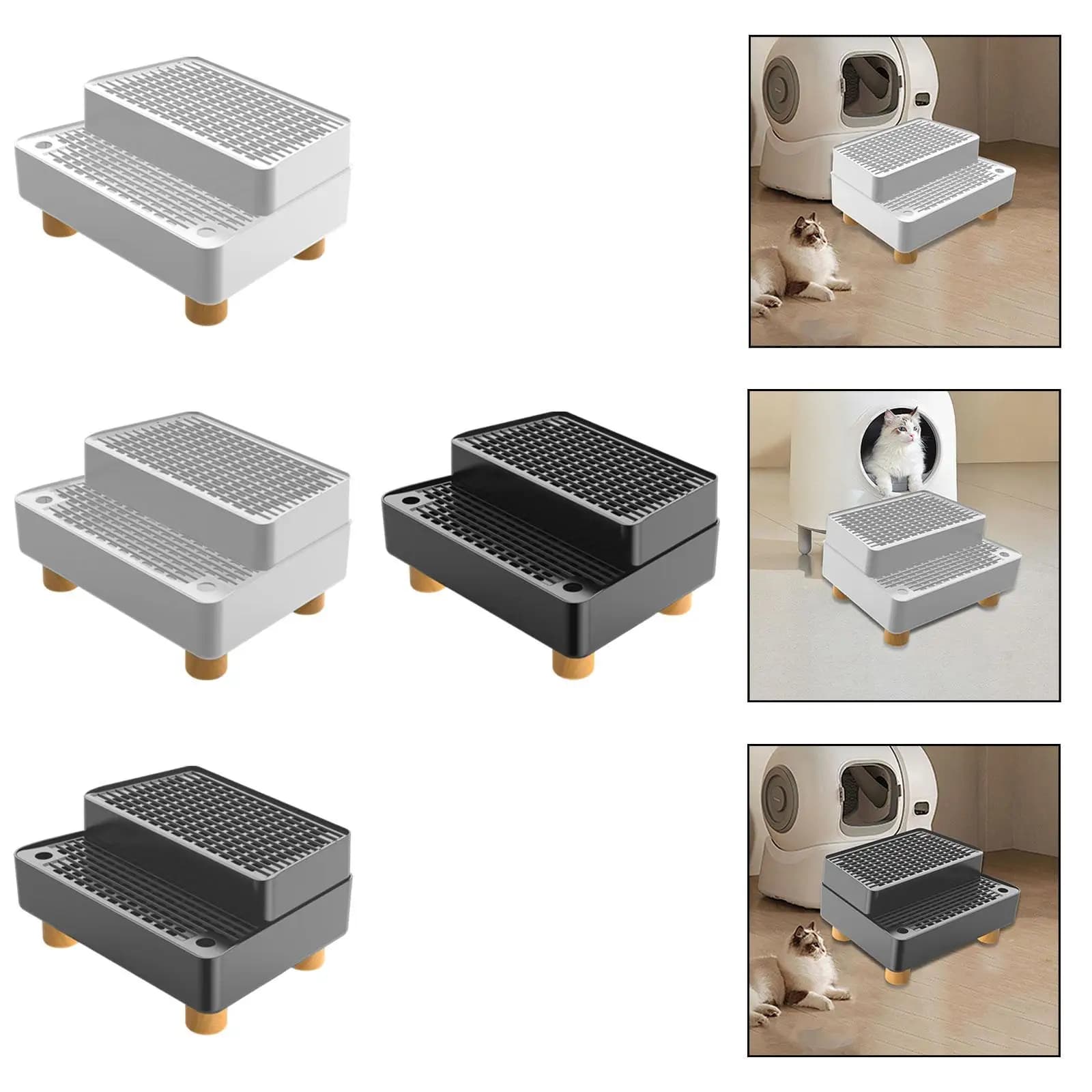 Automatic Cat Litter Box Ramp Leakproof with Non Slip Feet Detachable Washable