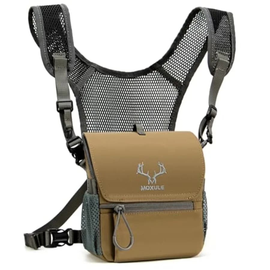 Custodia per Binocolo con Tracolla: Borsa da Petto con Coperchio Magnetico e Copertura Antipioggia per la Caccia - BINO Lite