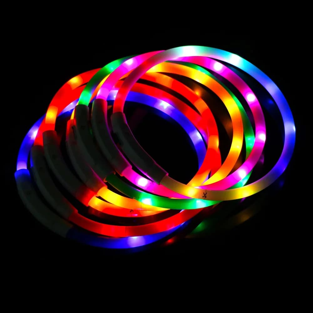 Collare per cani a LED USB luminoso notturno, collare di sicurezza lampeggiante per la prevenzione della perdita del cane, accessori per animali domestici