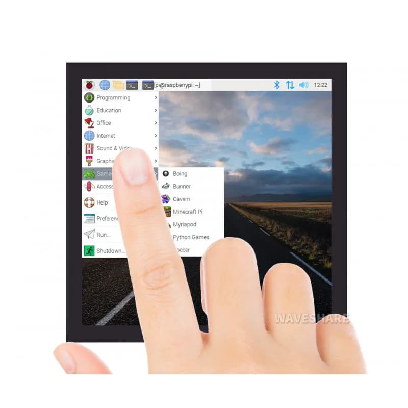 Waveshare 4inch Square Capacitive Touch Screen LCD (C) for Raspberry Pi, 720×720, DPI, IPS, Toughened Glass Cover, Low Power