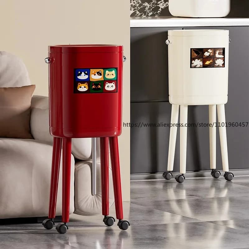 High-Capacity Standing Trash Can for Home Stylish No-Bending Kitchen Garbage Bin with Foot Pedal Wheel Mobile Design