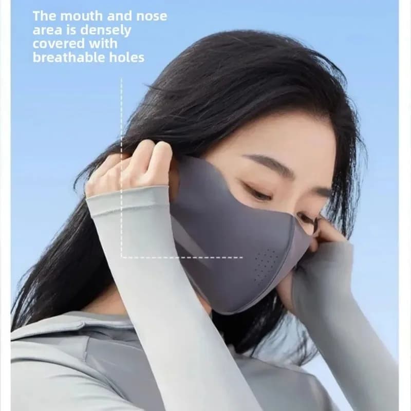 1 Pcs Summer Sunscreen Mask with UV Protection Thin Breathable Ice Silk Eye Corner Protection Full Face Mask for Men and Women