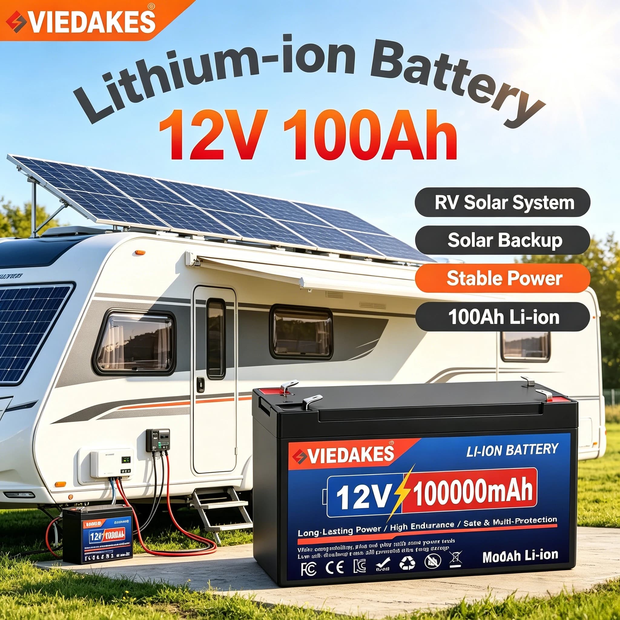 Newly 12V Li-ion 100AH 21700 Lithium Rechargeable Battery Pack for Sprayer Kids Electric Toy Car Scale Access Control+3A Charger
