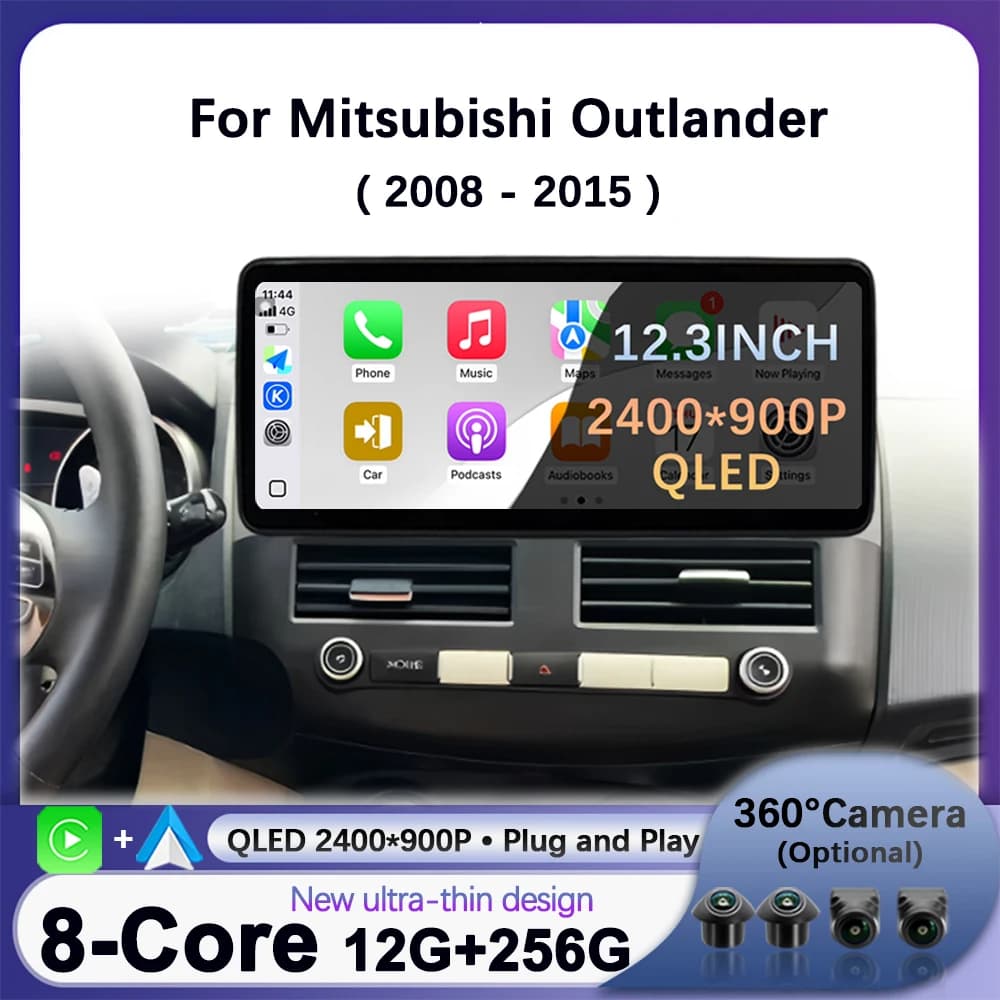 Car Radio Multimedia For Mitsubishi Outlander 2008 - 2015 Navigation GPS Wireless CarPlay 4G WiFi Bluetooth Android 16 NO 2DIN