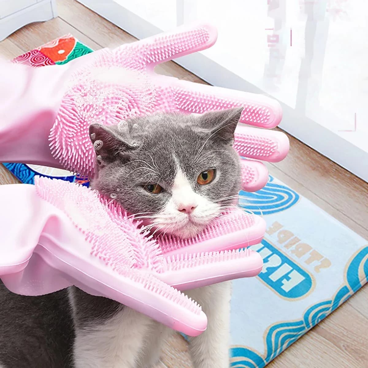 Cleaning Gloves Pet Grooming Dog Cat Bathing Shampoo Glove Scrubber Magic Dishwashing Sponge Silicon Hair Removal Tool