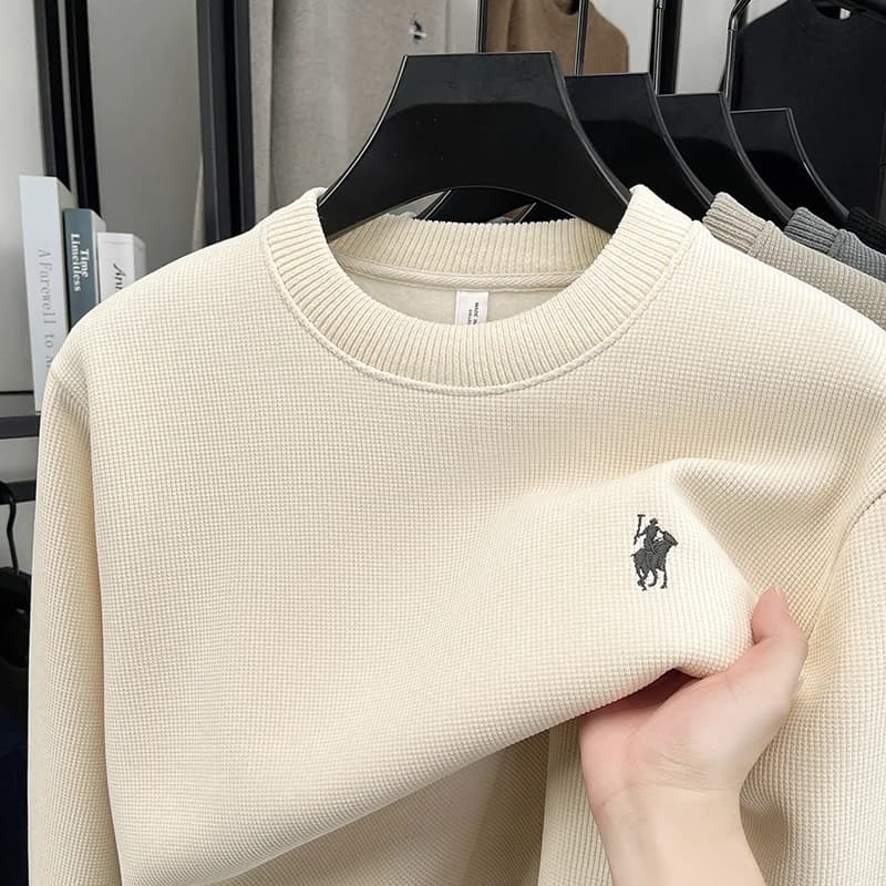 High end brand sweater men's round neck pullover fashion plush thicken warmth leisure luxur pony embroidered Paul new sweatshirt