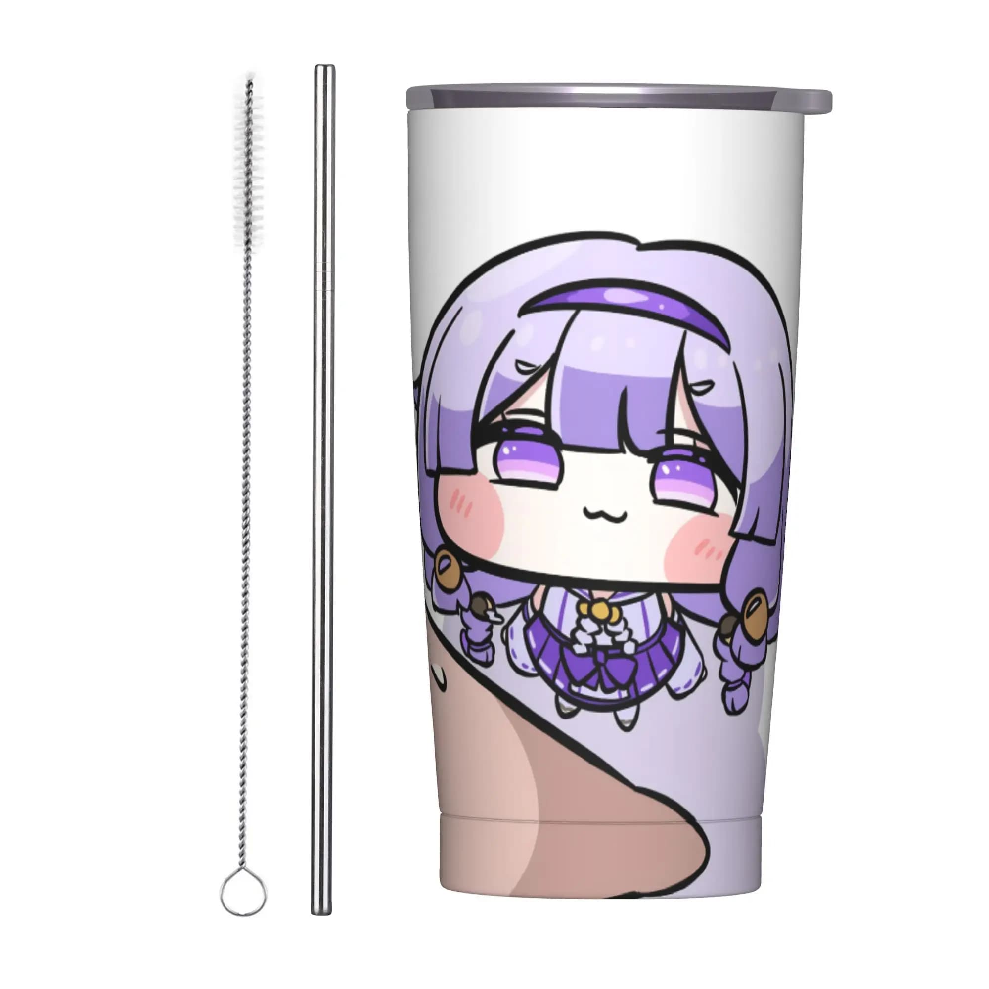 Trickcal C-Chibi Go Games Bicchiere Termico Isolato con Coperchio e Cannuccia, Tazza Termica in Acciaio Inossidabile a Doppia Parete per Bevande Calde e Fredde 20oz