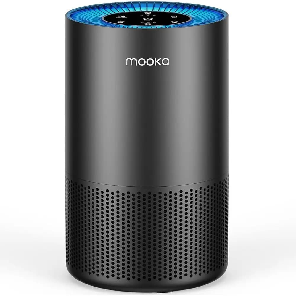 Purificatore d'aria True HEPA per ambienti di grandi dimensioni fino a 1300 piedi quadrati, 360 ° Flusso d'aria, ultra silenzioso, adatto per animali domestici e allergeni (Nero)