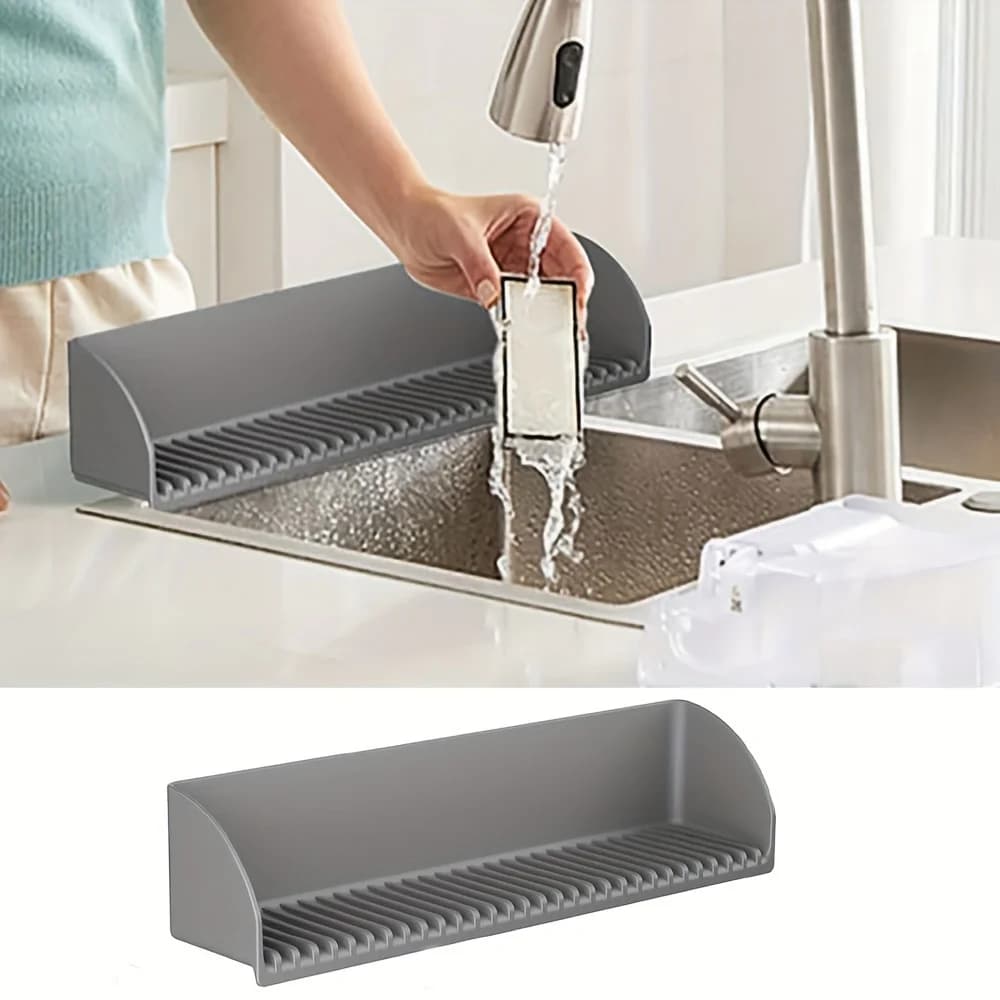 Paraspruzzi in Silicone per Lavello di Cucina e Bagno con Base Antiscivolo a Ventosa, Tappetino Paraspruzzi per Lavello e Rubinetto