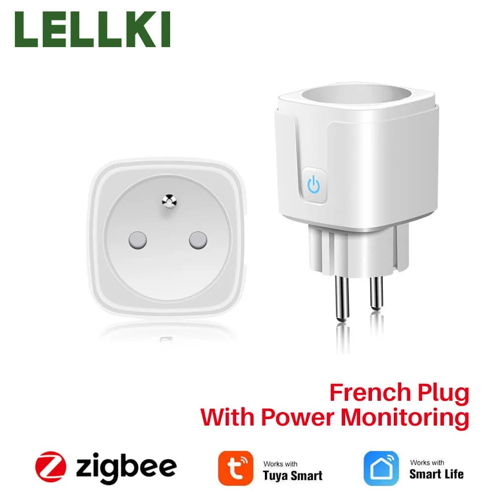 LELLKI Smart Grip Zigbee 16A with French Spine, Energy Monitor Tuya Smartlife Compatible with Google Home Alexa Yandex Station, Free Shipping