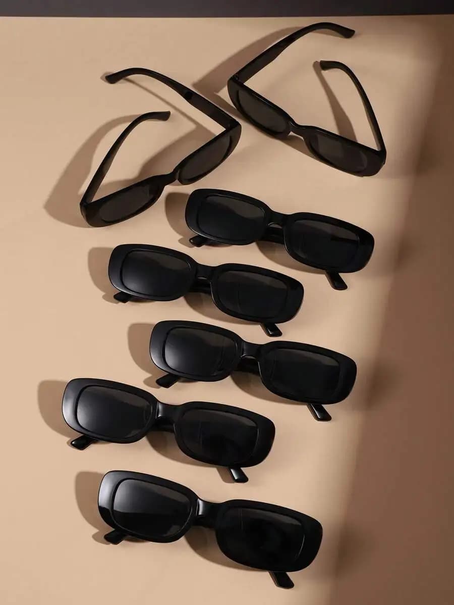 6 Pcs Y2K Style Square Frame Unisex Fashion Sunglasses For Daily Wear Beach Outdoor