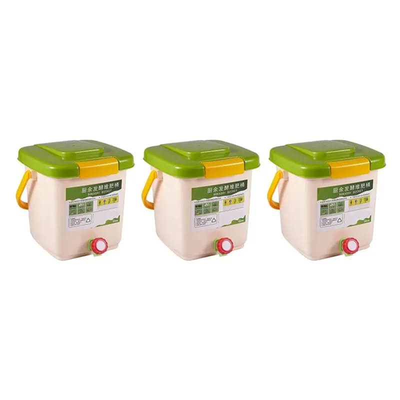 New 3X 12L Compost Bin Recycle Composter Aerated Compost Bin PP Organic Homemade Trash Can Bucket