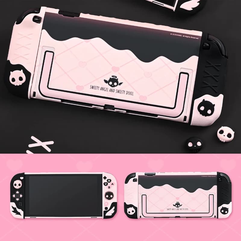 Custodia Rigida con Teschio a Cuore per Nintendo Switch 2 NS2, Protezione Completa in Silicone con Grip per Levette e Tasti ABXY