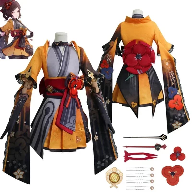 Genshin Impact Uniform Wig Anime Chinese Style Halloween Chiori Cosplay Suits Costumea;k6;8',