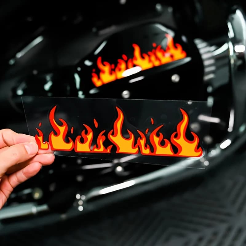 1 adesivo in vinile con fiamma rosso-arancione, decalcomania impermeabile per moto, auto, bici e casco