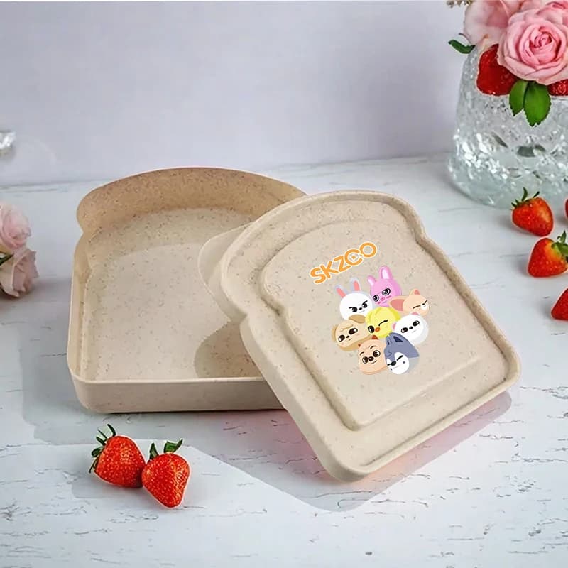 SKZOOS Boys Girls Toast Storage Box Student Sandwich Lunch Box Cartoon Food Storage Case Lunch Case New Kid Cute Birthday Gifts