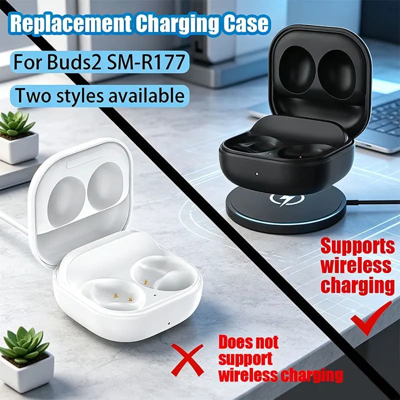 Wireless Charging Case For Buds2 SM-R177Earbuds Charger Case Cradle Earphone Accessor,Type-C & Wireless Charging,
