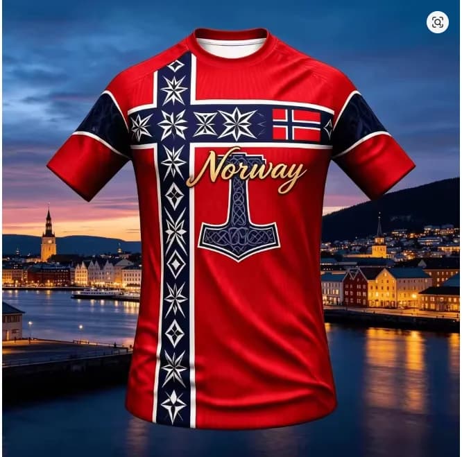 Nordic Viking Ethnic Style 2026 Norwegian Football Fan's Summer Breathable Casual Street Daily unisex