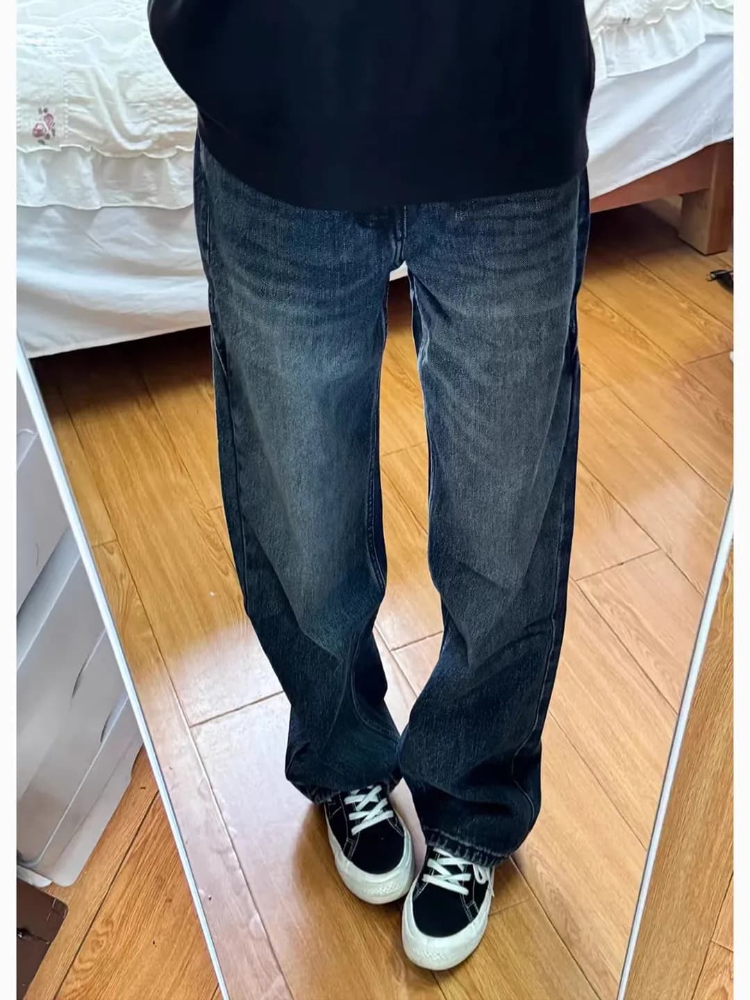 Jeans a gamba dritta da uomo in pile blu scuro, imbottiti, invernali, CleanFit, slimming, pantaloni lunghi casual vintage