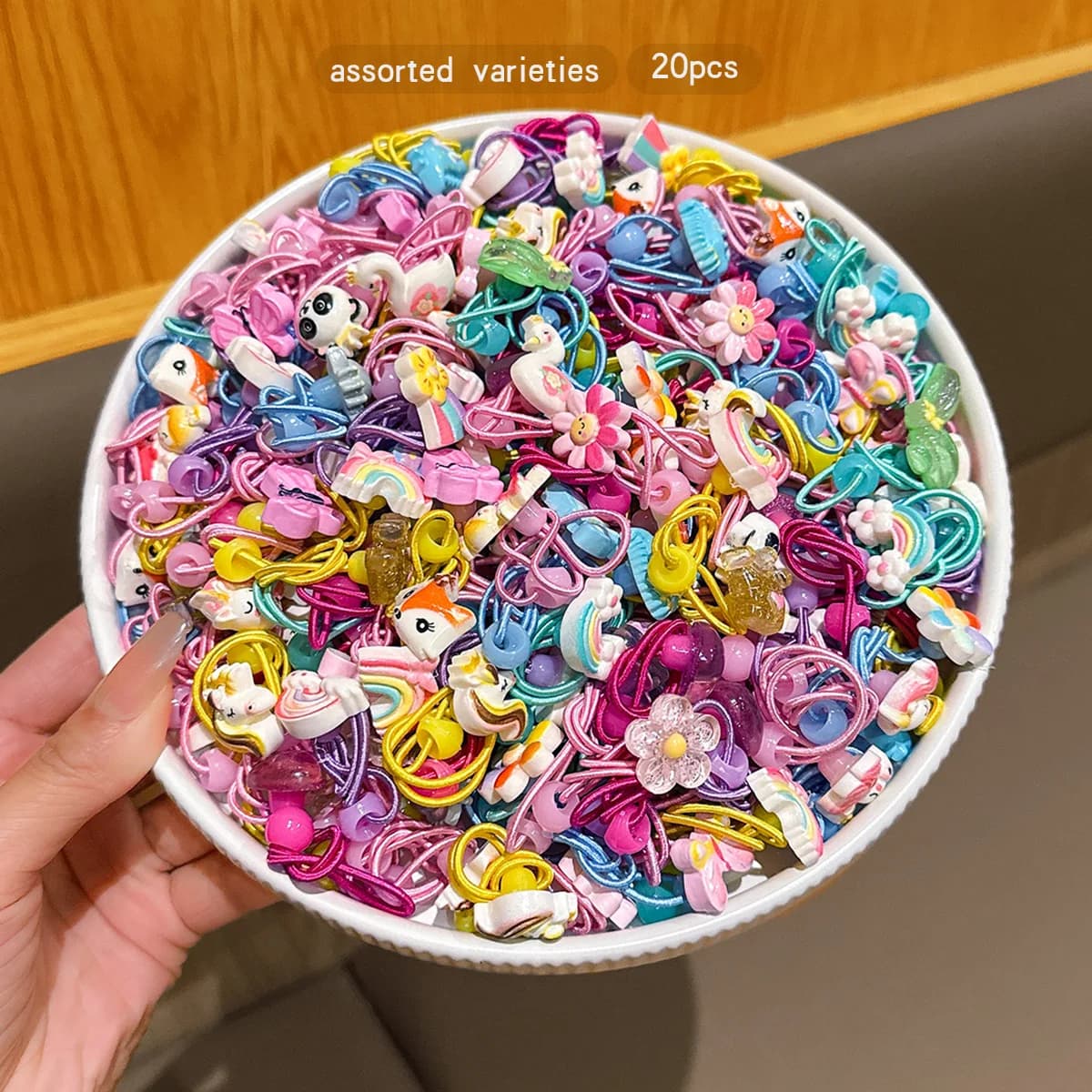 20 graziosi stili di cartoni animati che tirano al modo casuale la corda legata con elastici adatta per l'uso quotidiano degli accessori per capelli