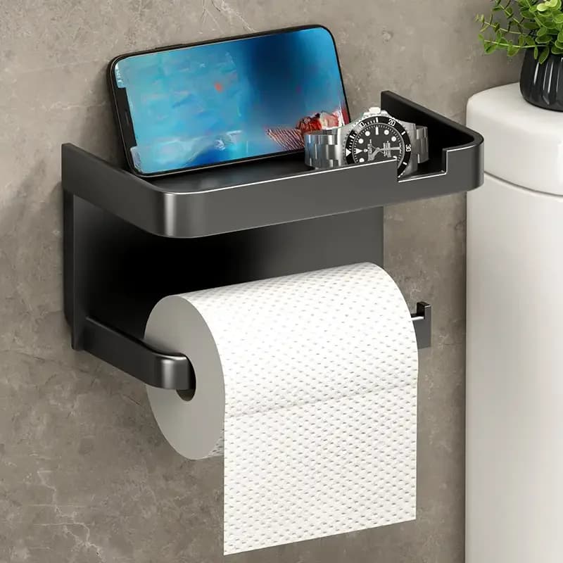 Porta carta igienica di facile installazione - Organizzatore per rotoli a parete, senza perforazione - Accessorio per il bagno