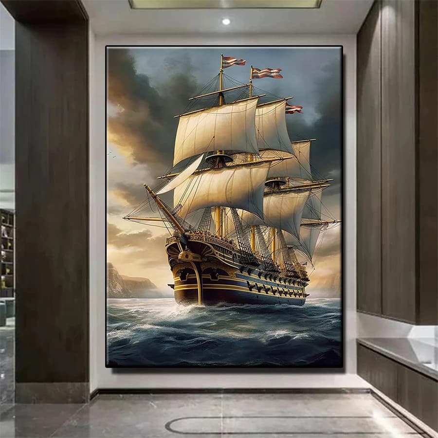 5D DIY Diamond Embroidery Picture Retro Art Sea Sailor Diamond Painting Kit New Cross Stitch Mosaic Wall Art