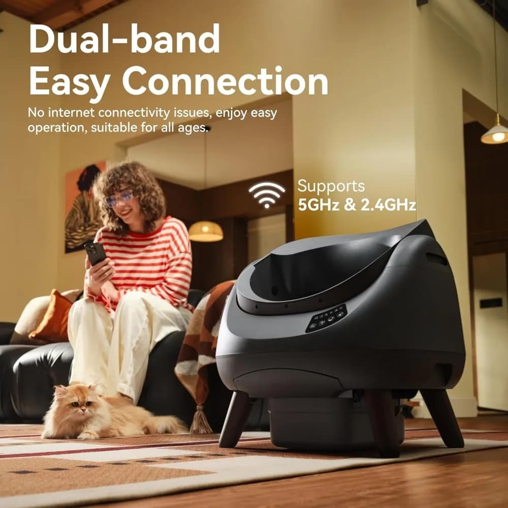 Nuova Lettiera per Gatti Autopulente Open-X, WiFi 5G e 2.4G, Lettiera Automatica Sicura Anti-Pizzicamento con Parte Superiore Aperta, Rifiuti AI, Personalizzabile