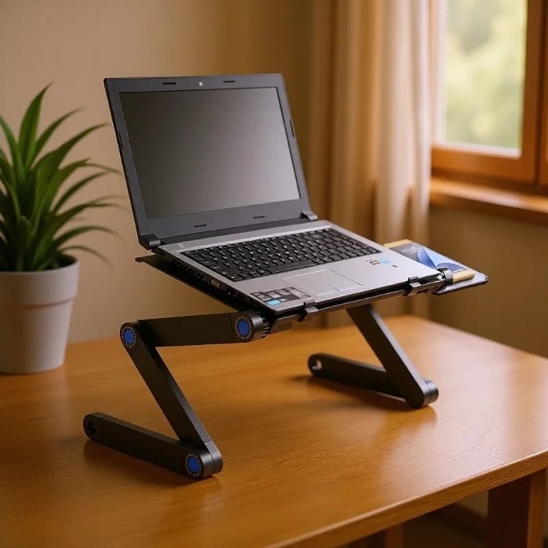 Laptop Cooling Stand Folding Aluminum Alloy Adjustable Support With Mouse Pad Portable Holder For Laptop Tablet Home Bed Office