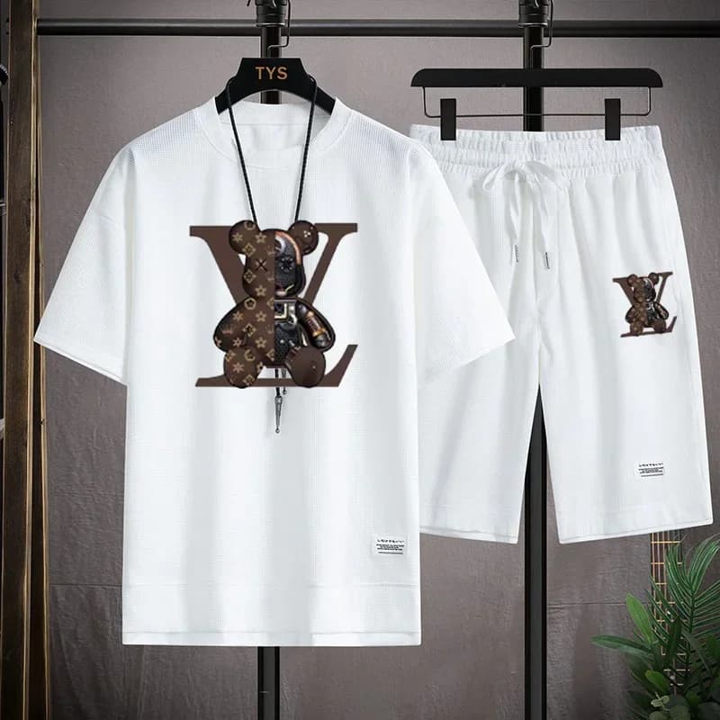Summer New Men's Short-sleeved Set, a Fashionable Outdoor Casual Men's Short-sleeved T-shirt and Sports Shorts 2-piece Set T-Shi