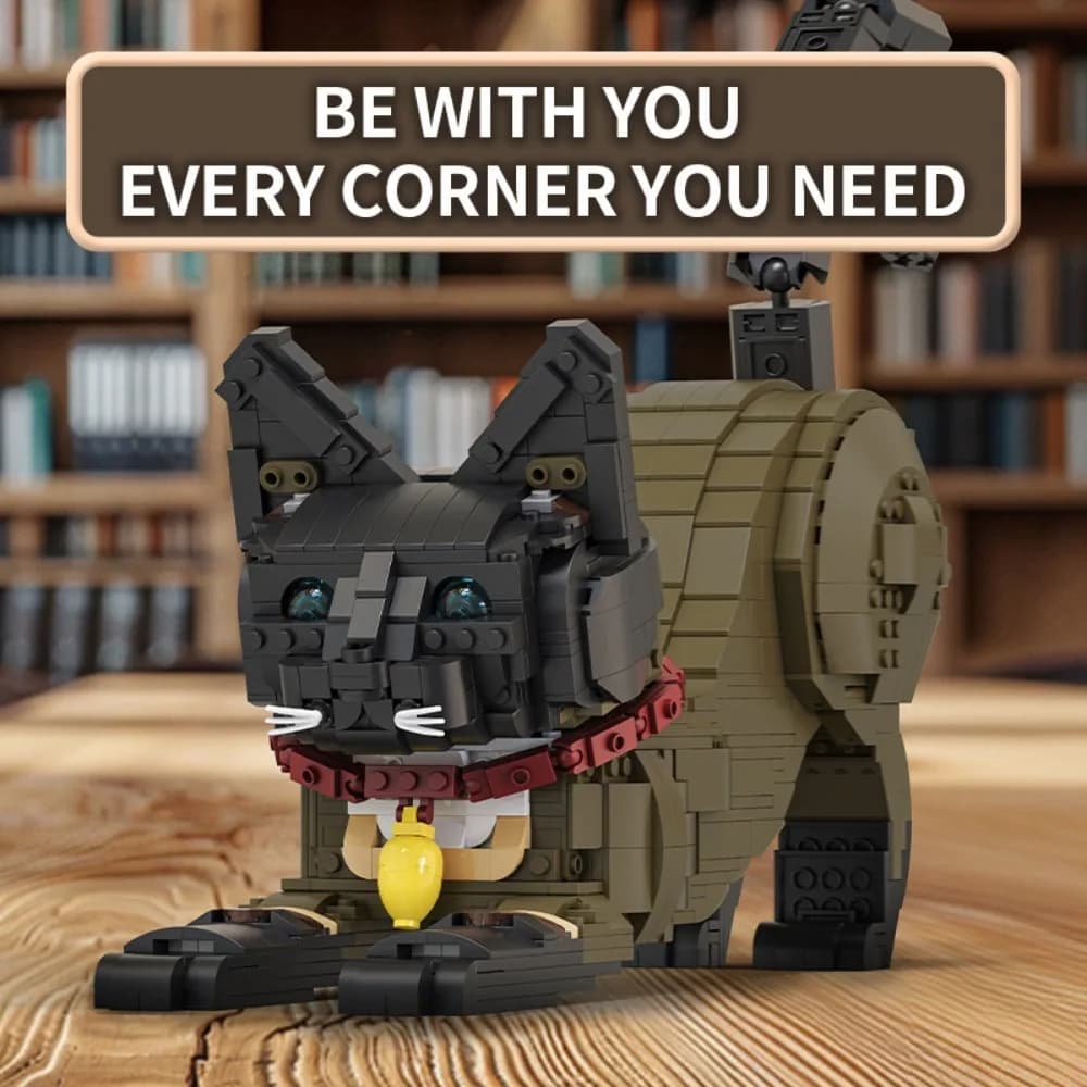 Cute Cat Pet Building Blocks Set Educational Puzzle Bricks Toy Tabletop Ornament Decoration Birthday Holiday Gift
