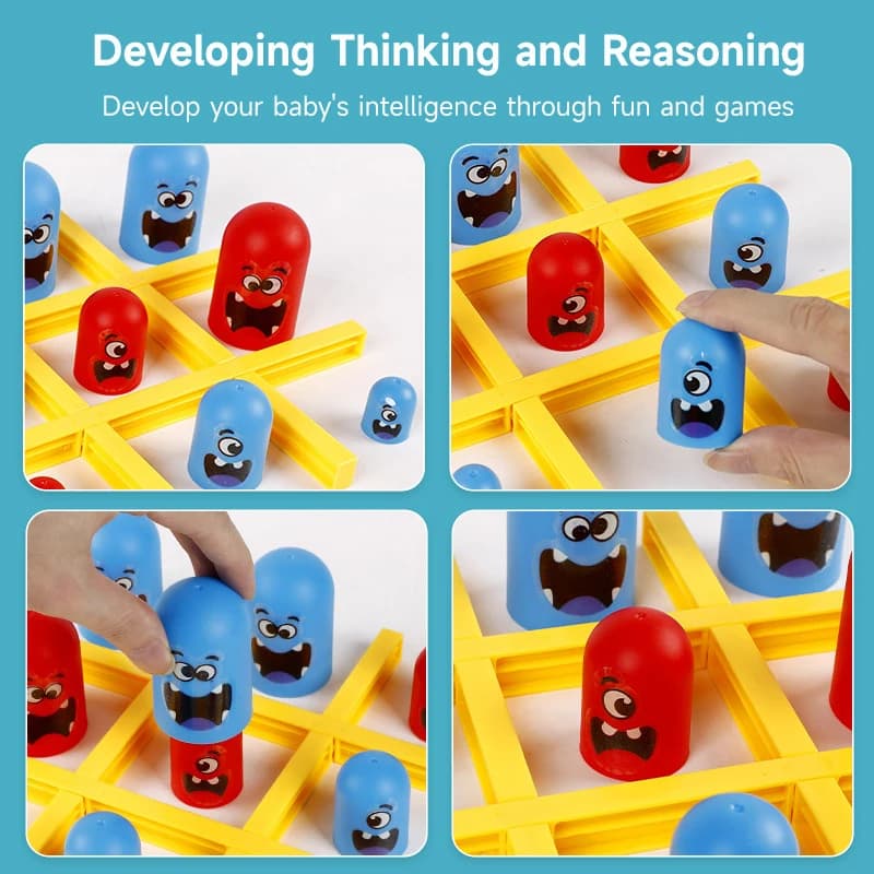 Gioco da tavolo Tic Tac Toe Big Eat Small Gobble per bambini - Gioco da festa che allena le abilità di educazione precoce e il pensiero logico