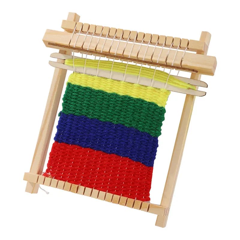 1set Small Wooden Weaving Loom Tapestry Loom Weaving Kit Hand- Knitted Machine Wooden Loom DIY Woven Tool Set for Beginners